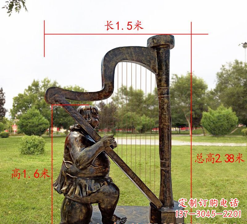金华手工铜制竖琴雕塑