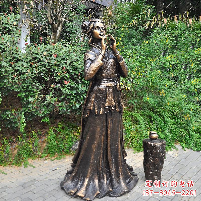 金华貂蝉铜雕塑像-公园古代美女人物雕塑