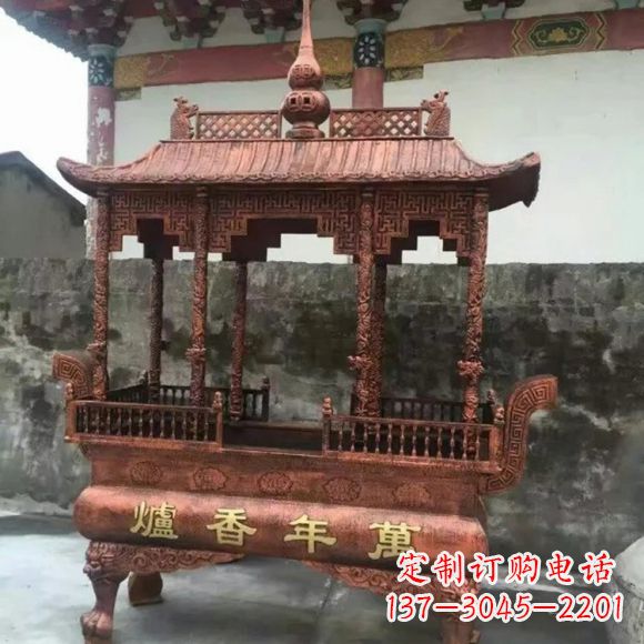金华雕刻蝙蝠铜香炉