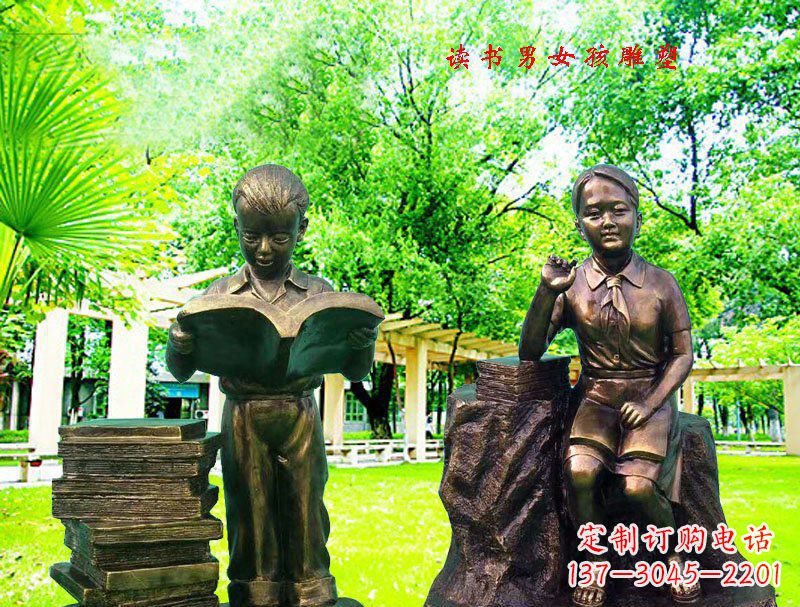 金华女孩校园铜雕 ——表达着青春洋溢的美好时光