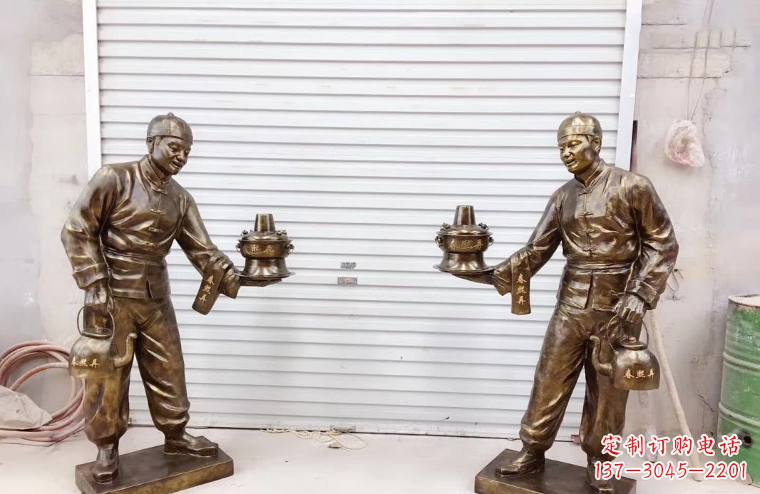 金华店小二铜雕塑——传承传统铸造工艺
