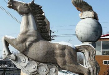金华大理石马踏祥云石雕