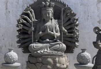 金华宗教庙宇千手观音大理石雕塑