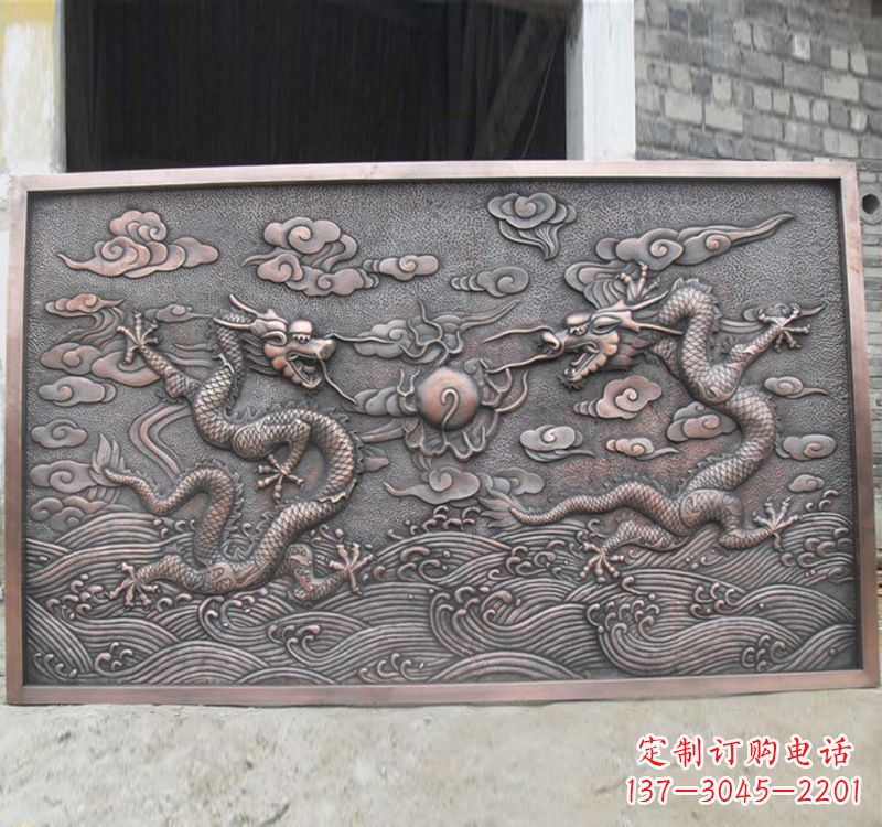 金华锻铜双龙戏珠浮雕雕塑
