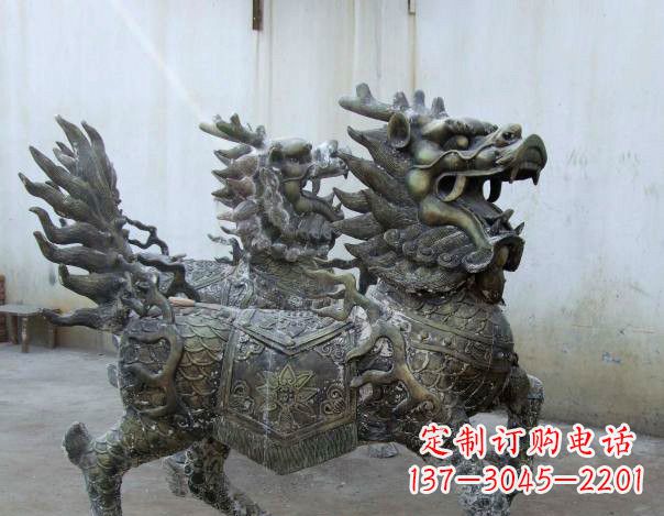 金华精致手工铜麒麟雕塑