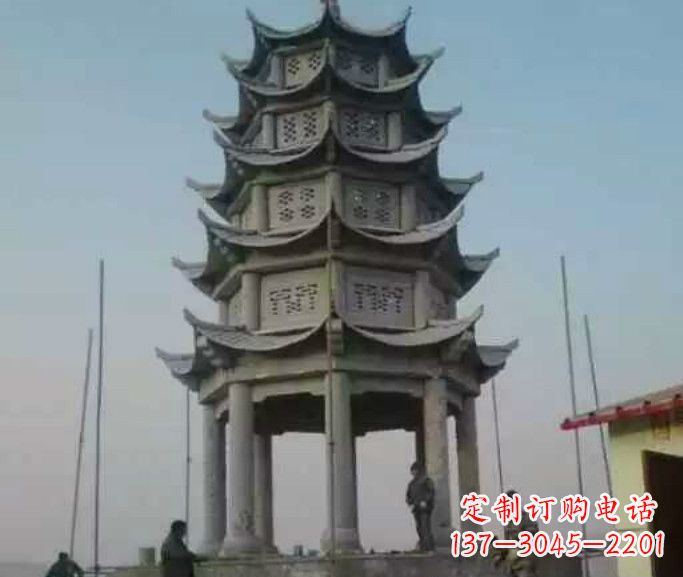 金华精美绝伦的多层凉亭石雕