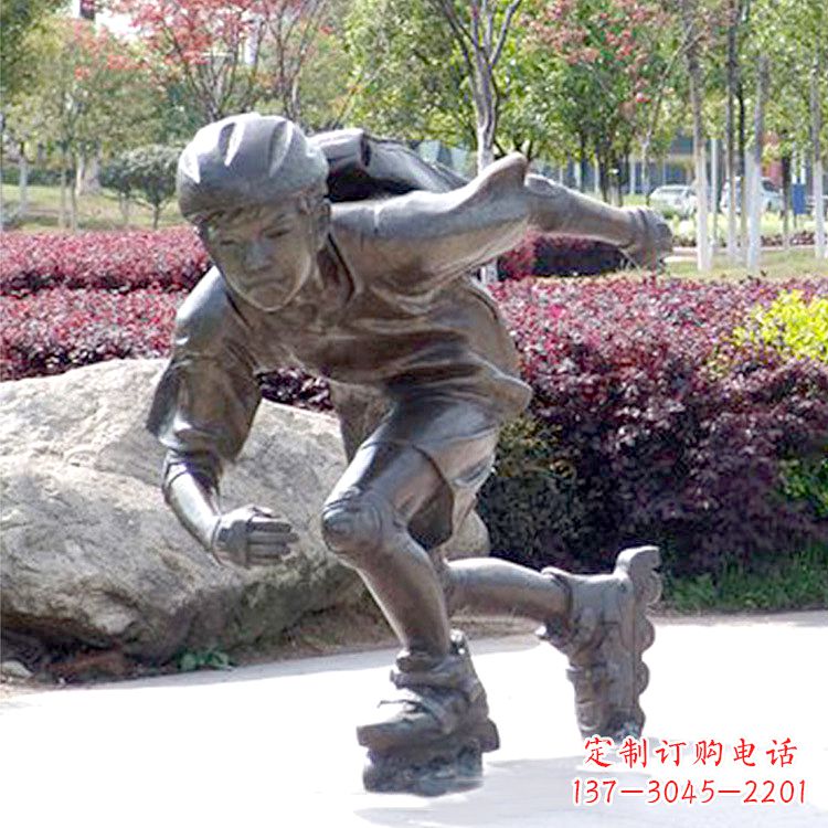 金华精致童话,铜雕刻儿童滑旱冰园人物情景