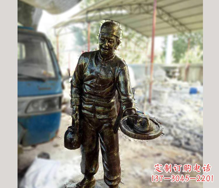 金华中领雕塑定制铜雕店小二雕塑