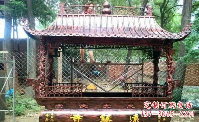 金华方形寺庙香炉铜雕塑
