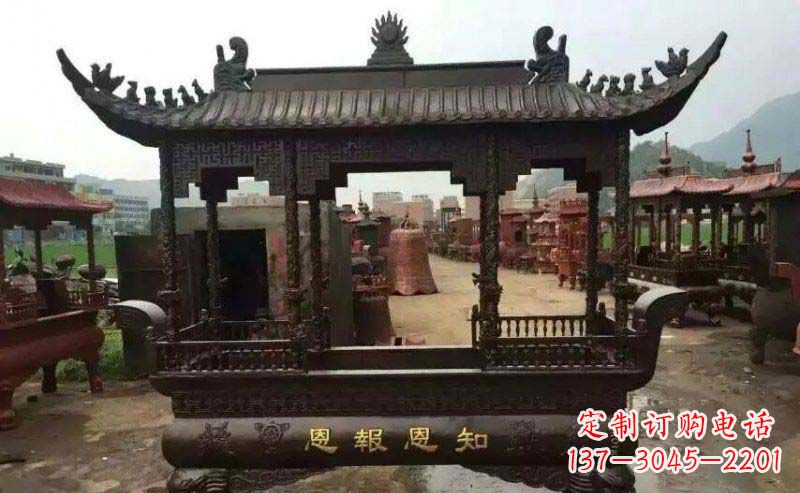 金华精美方形寺庙铜香炉雕塑