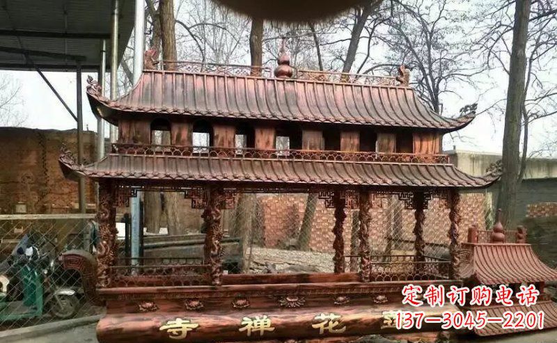 金华方形寺庙香炉铜雕