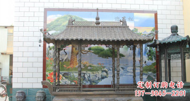 金华方形香炉寺庙铜雕 (2)