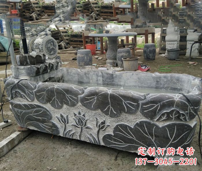 金华传统石雕·精美荷花雕塑