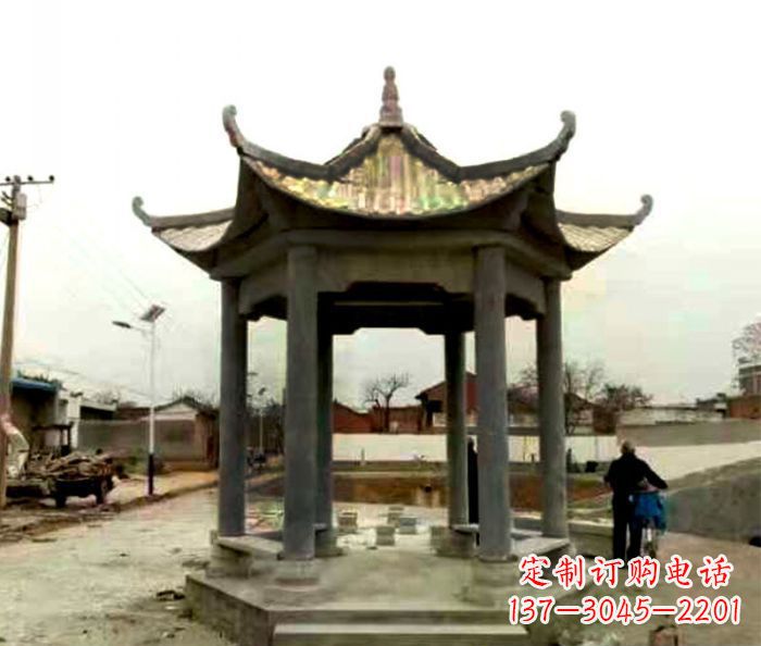 金华仿古六角凉亭石雕 (3)