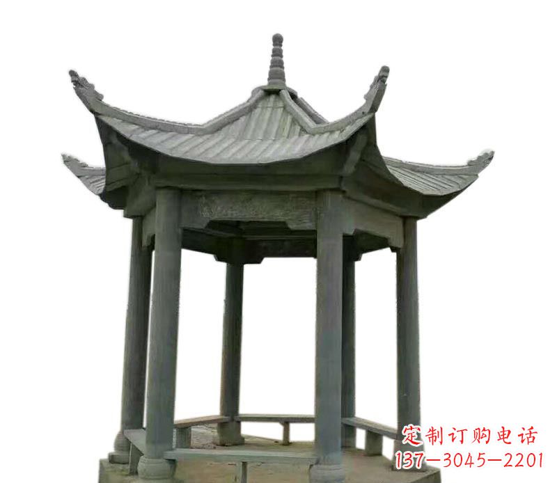 金华仿古六角凉亭石雕 (2)
