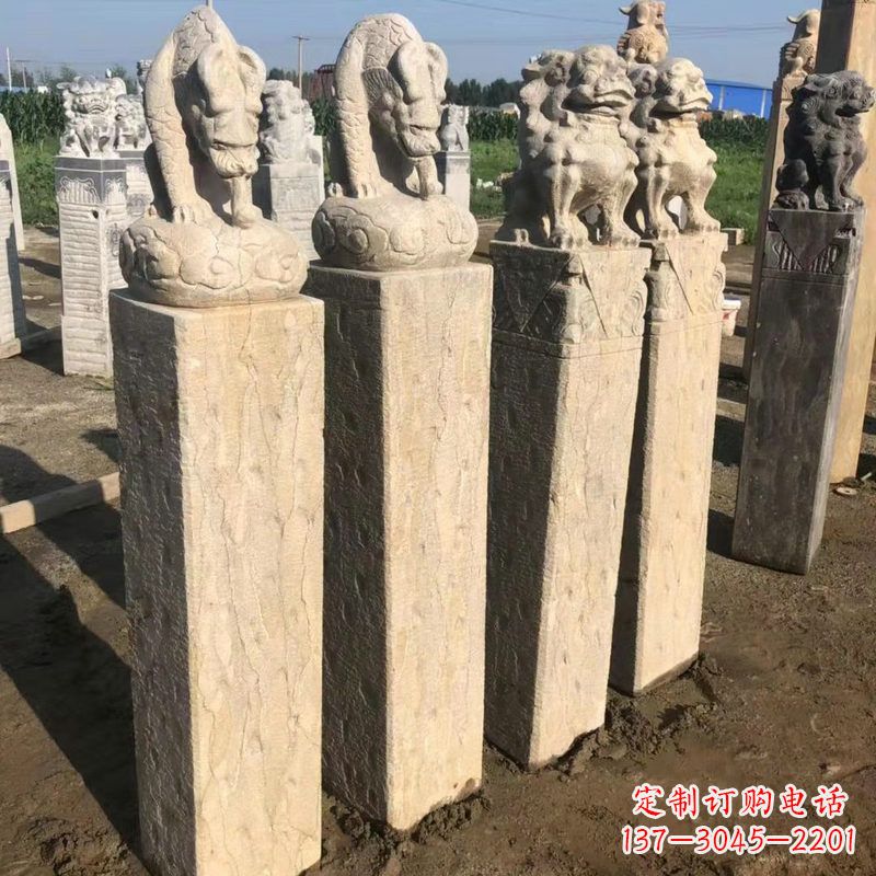 金华仿古麒麟貔貅马柱雕塑