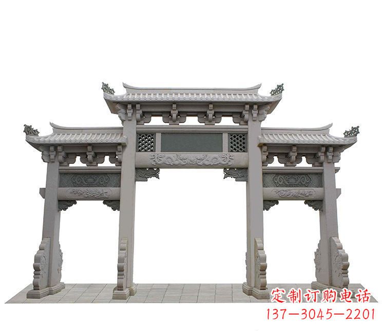 金华精美仿古三门牌坊石雕