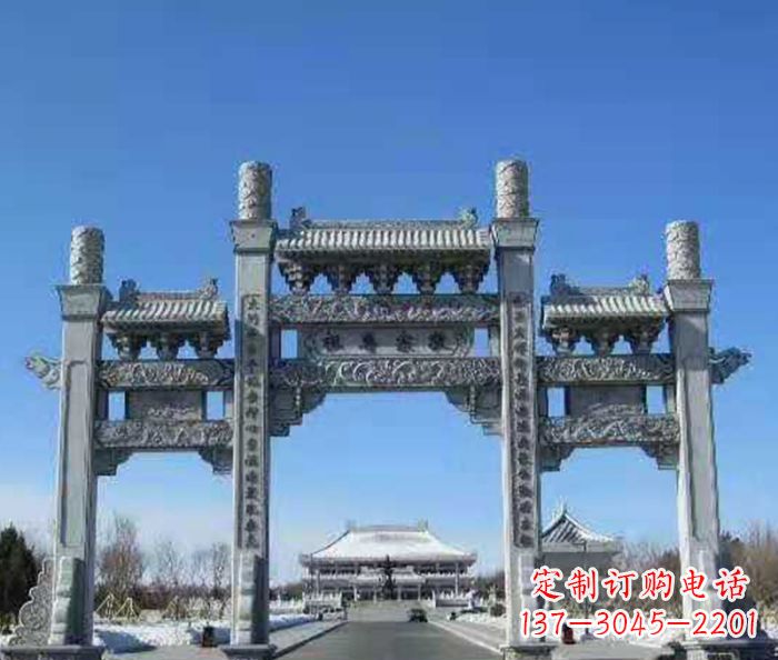 金华领雕仿古三门石牌坊