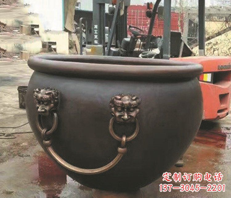 金华非凡形态的铜雕狮子头水缸