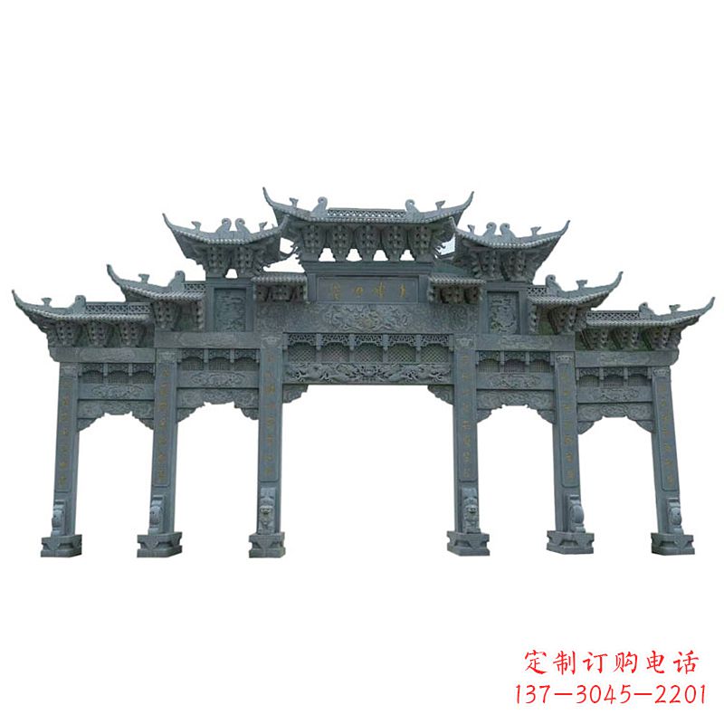 金华仿古石雕牌楼五门石牌坊
