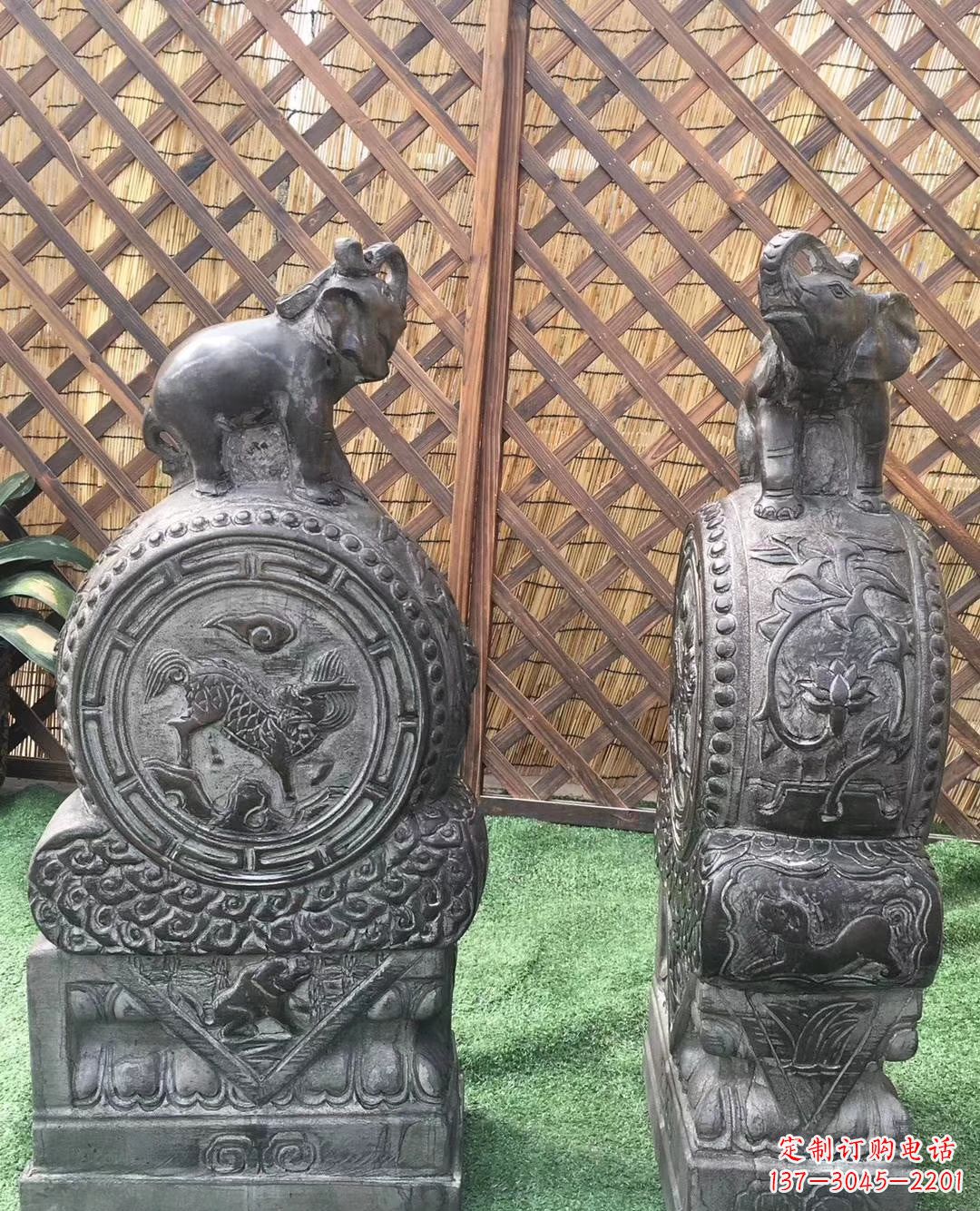 金华仿古小象抱鼔石