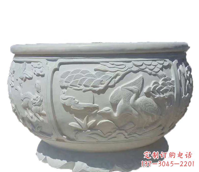 金华精美仿古鱼缸石雕花盆雕塑