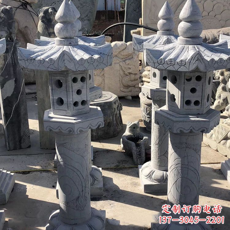 金华中式仿古青石灯笼雕塑