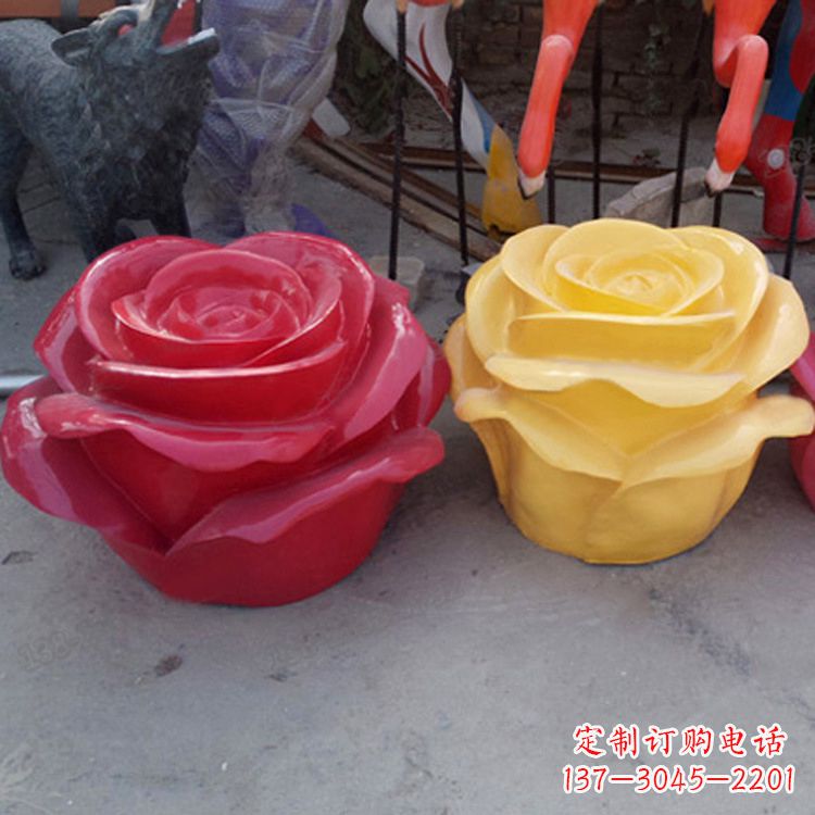 金华精美仿真玻璃钢玫瑰雕塑