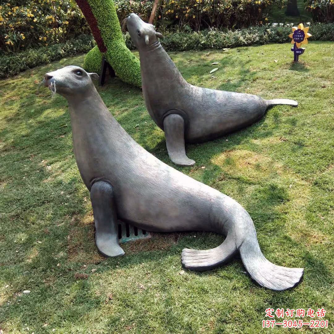 金华精美玻璃钢海豹雕塑