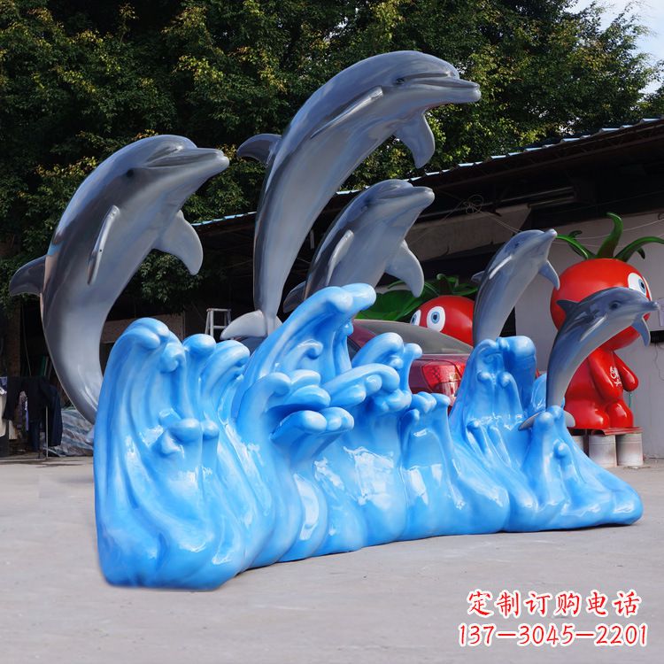 金华艺术精美的海豚玻璃钢雕塑
