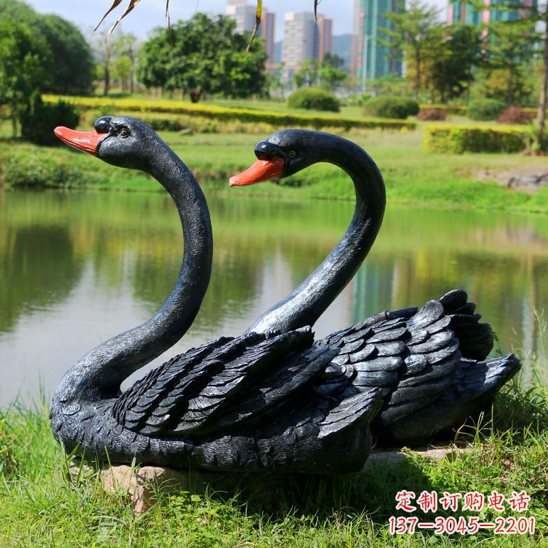 金华仿真黑天鹅玻璃钢雕塑-公园园林水景装饰动物雕塑
