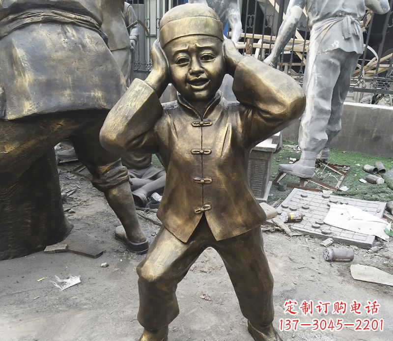 金华儿童放鞭炮铜雕