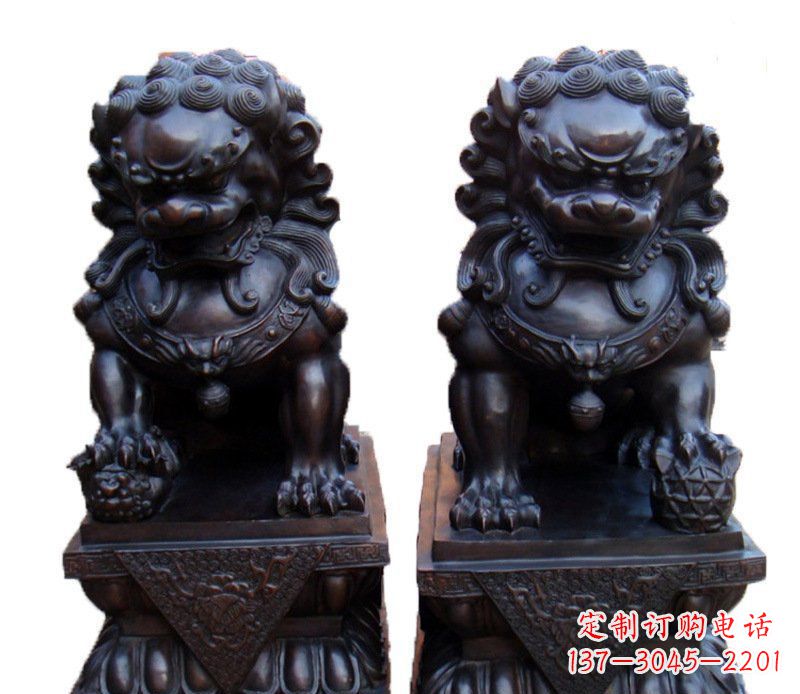 金华风水纯铜故宫狮子摆件铜雕塑