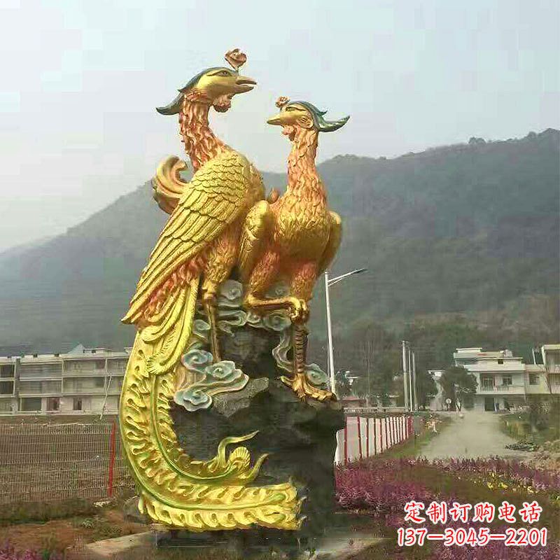 金华瑞鸟凤凰鎏金雕塑,点缀公园景区