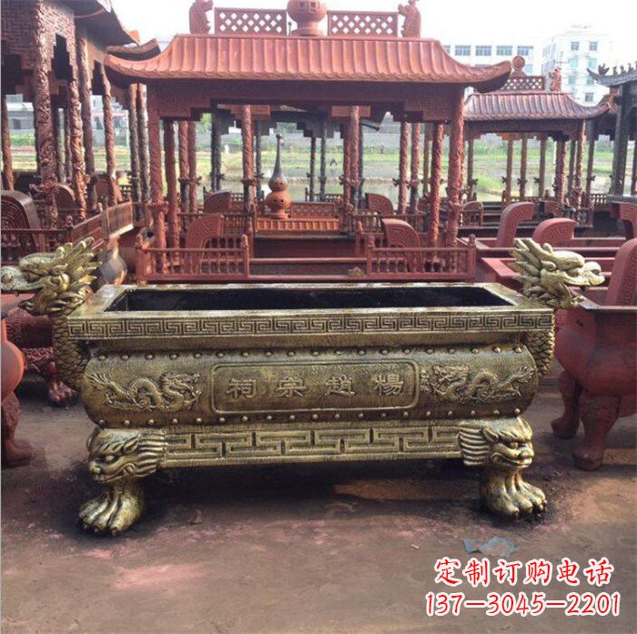金华浮雕麒麟铜香炉