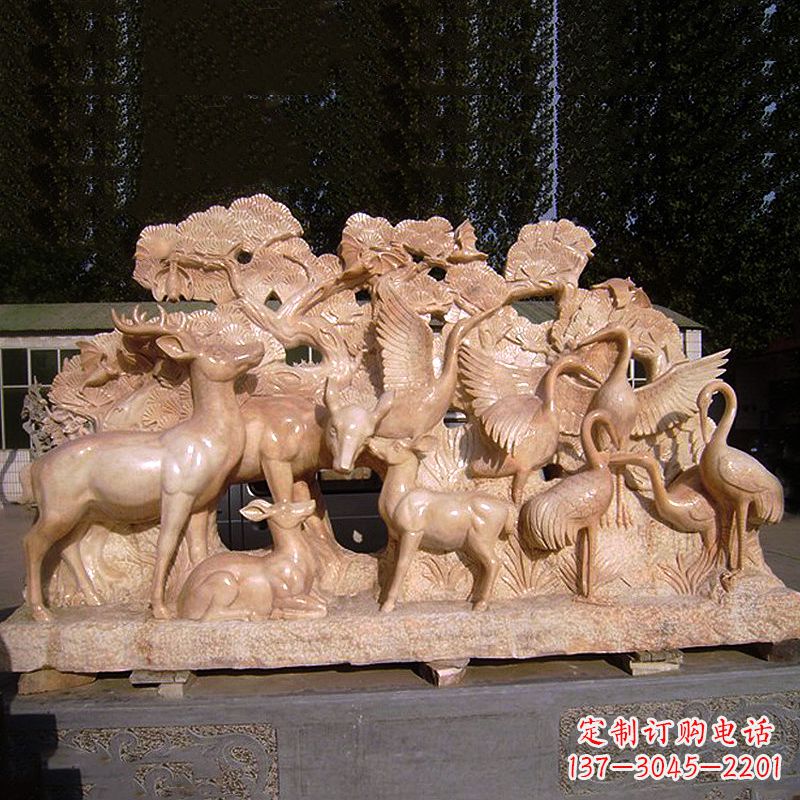 金华福禄寿鹿鹤松蝙蝠石雕