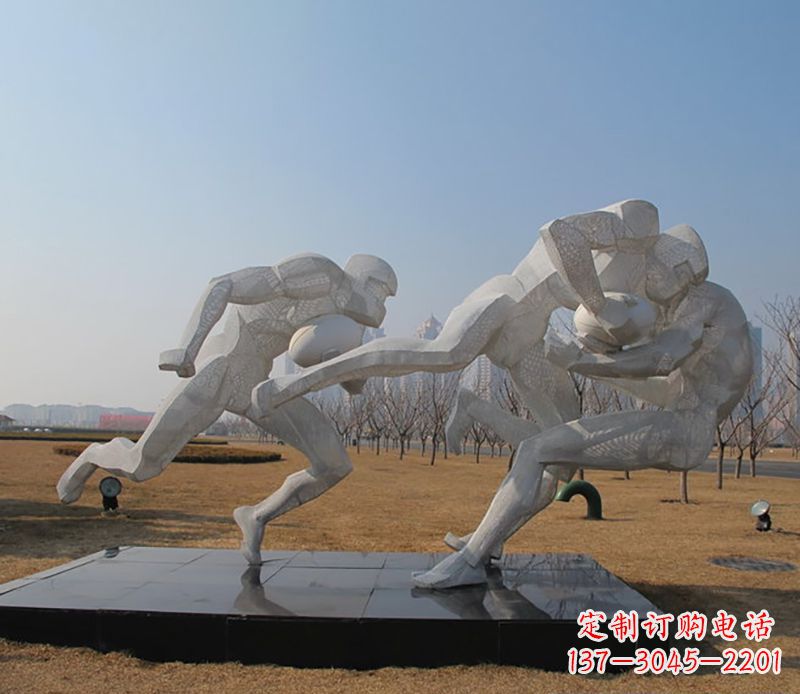 金华不锈钢橄榄球体育雕塑
