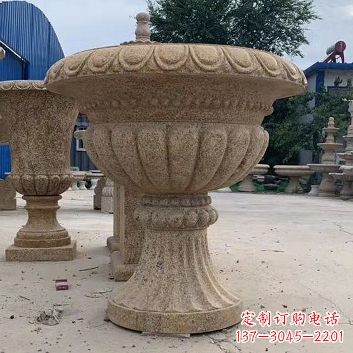 金华优雅高墩欧式石雕花盆