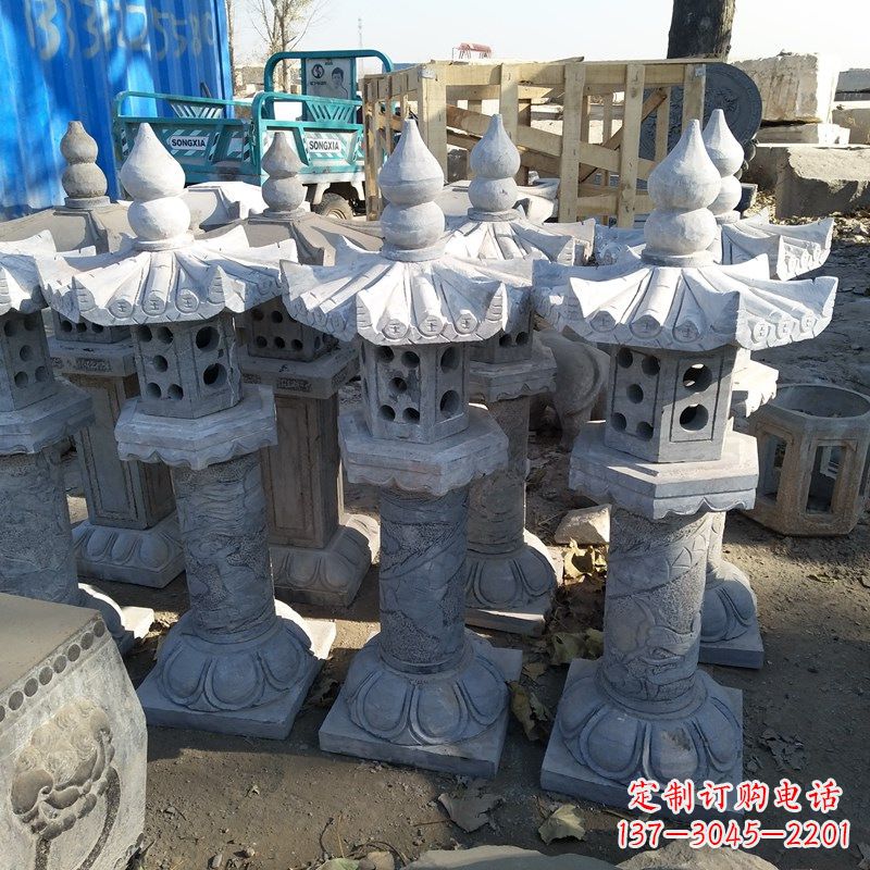 金华高墩青石中式灯笼雕塑