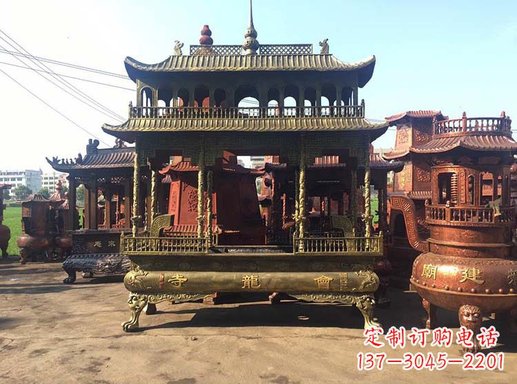 金华高浮雕螭龙纹铜香炉