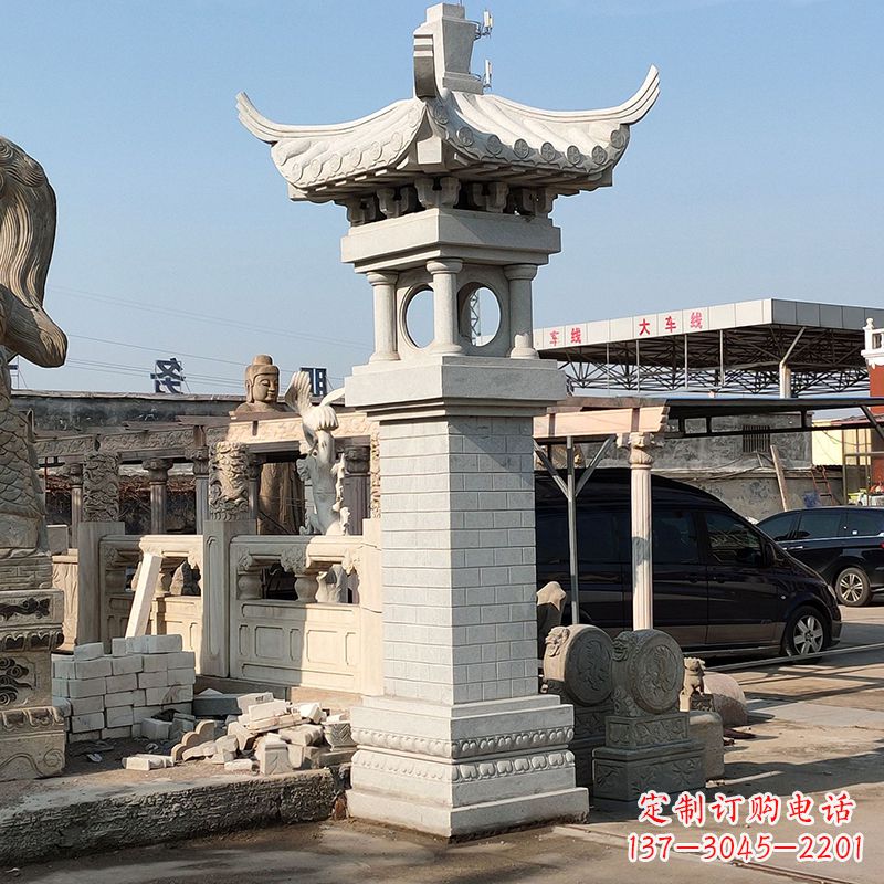 金华高墩中式石雕灯笼美观厚重的传统中国风雕塑