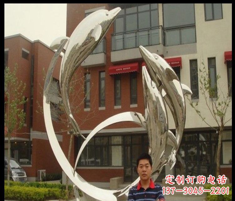 金华精细不锈钢海豚雕塑