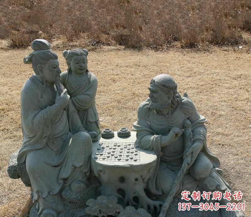金华公园八仙下棋小品铜雕