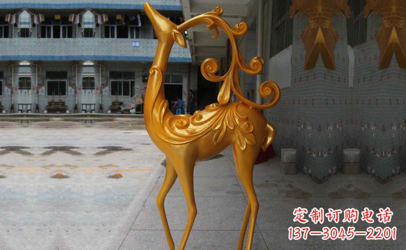 金华玻璃钢小鹿雕塑,装饰公园美景