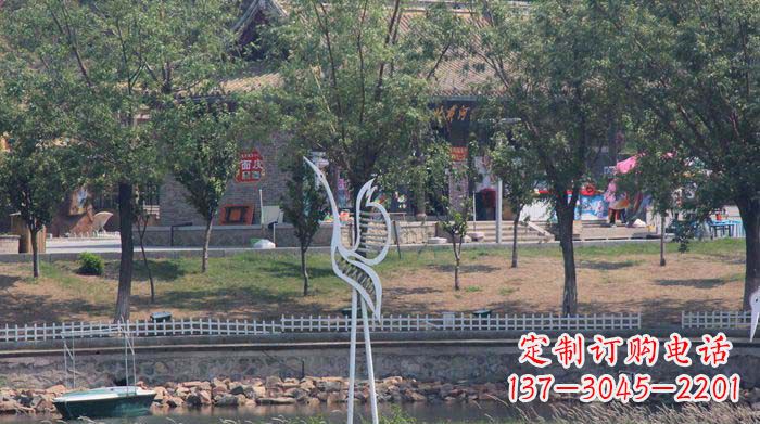 金华融合瑞雪灵羽,灵灯晶莹不锈钢仙鹤雕塑