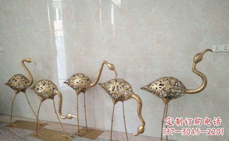 金华不锈钢抽象火烈鸟动物雕塑