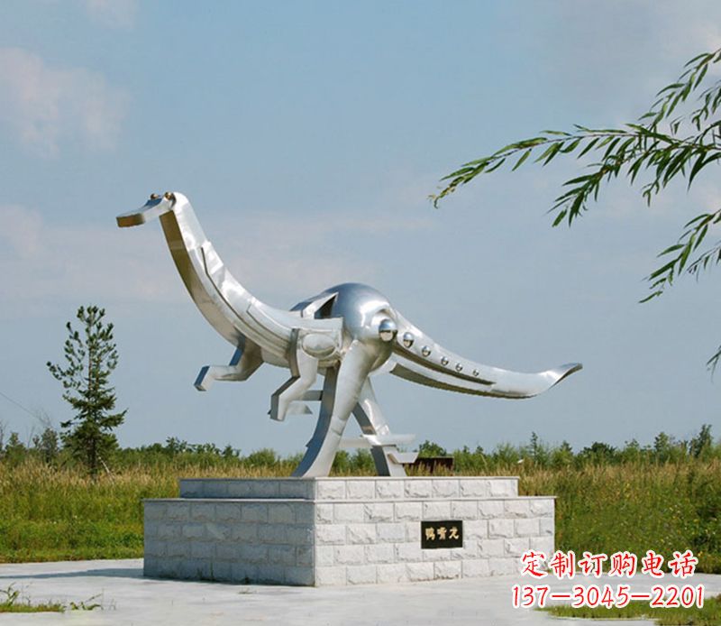 金华特大不锈钢抽象恐龙雕塑