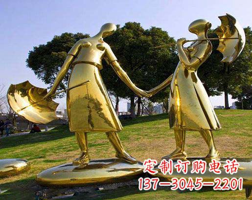 金华长伴相守,情缘两生——不锈钢抽象情侣雕塑