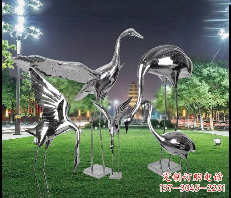 金华大型不锈钢仙鹤雕塑