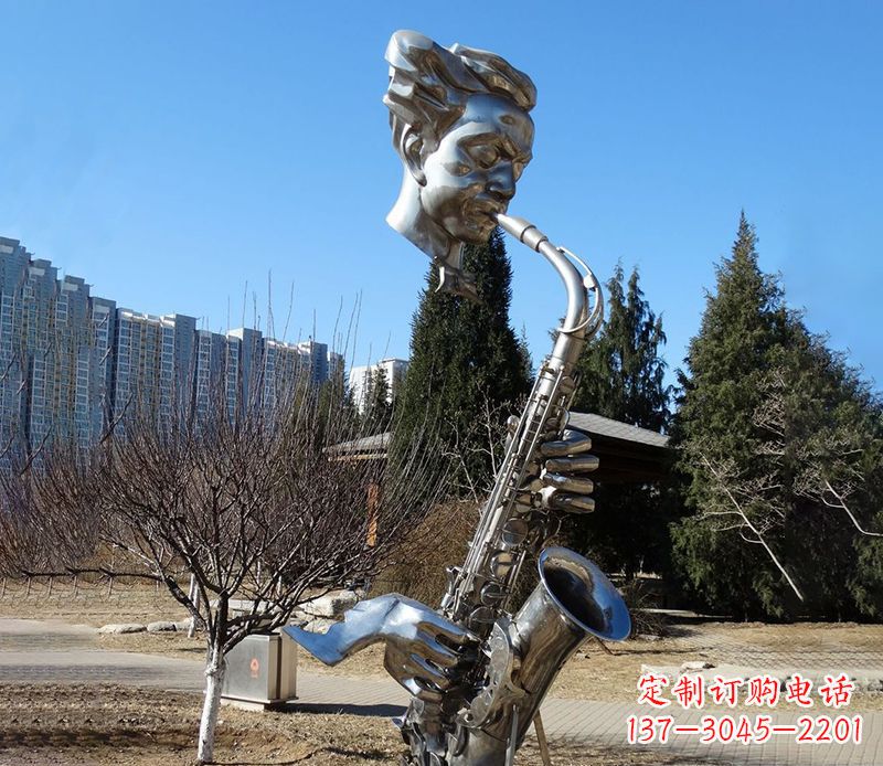 金华纪念性不锈钢萨克斯头像雕塑
